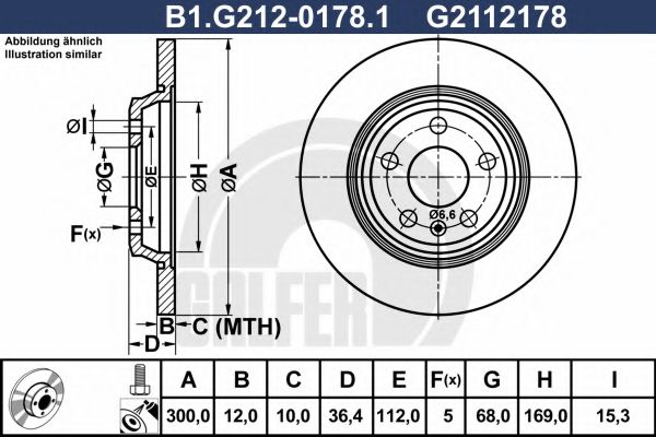 Тормозной диск galfer B1.G212-0178.1
