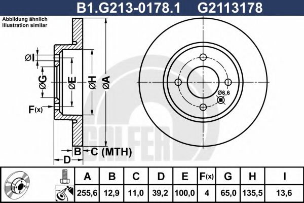 Тормозной диск galfer B1.G213-0178.1