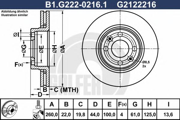 Тормозной диск galfer B1.G222-0216.1