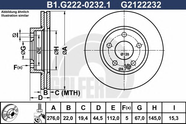 Тормозной диск galfer B1.G222-0232.1