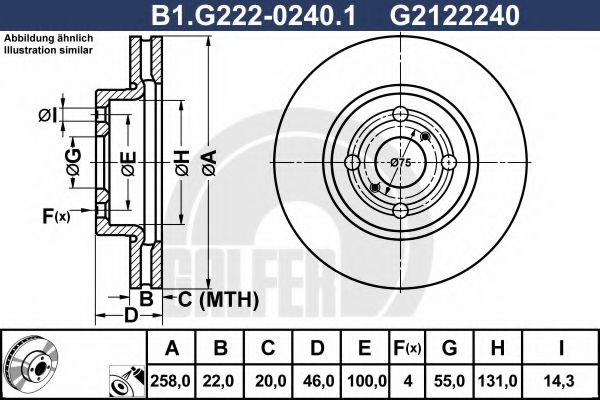 Тормозной диск galfer B1.G222-0240.1