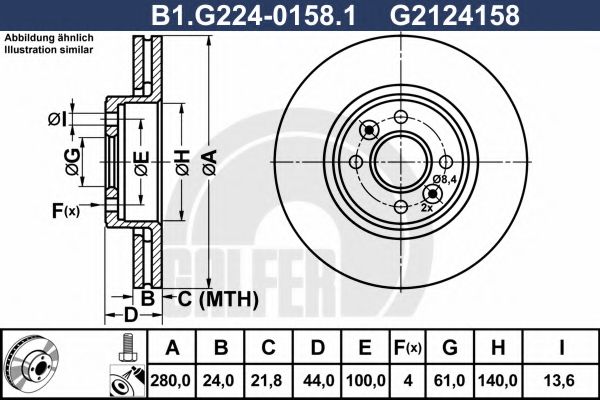 Тормозной диск galfer B1.G224-0158.1