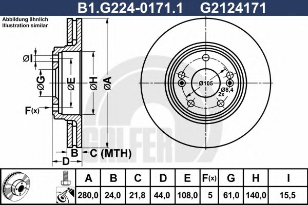 Тормозной диск galfer B1.G224-0171.1