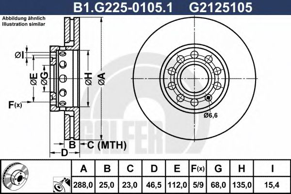 Тормозной диск galfer B1.G225-0105.1