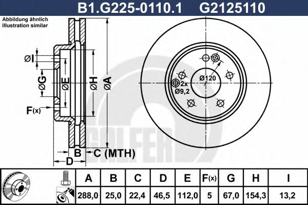 Тормозной диск galfer B1.G225-0110.1