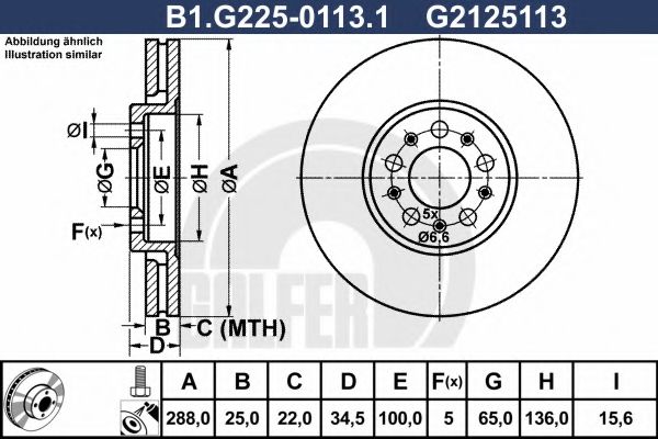 Тормозной диск galfer B1.G225-0113.1