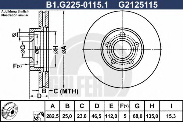 Тормозной диск galfer B1.G225-0115.1