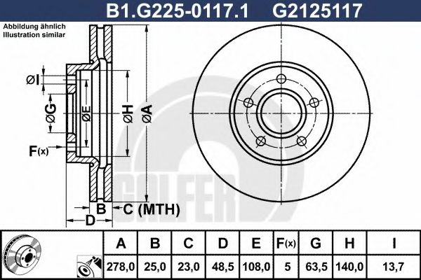 Тормозной диск galfer B1.G225-0117.1