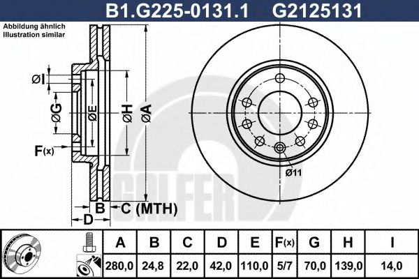 Тормозной диск galfer B1.G225-0131.1