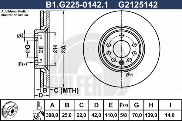 Тормозной диск galfer B1.G225-0142.1