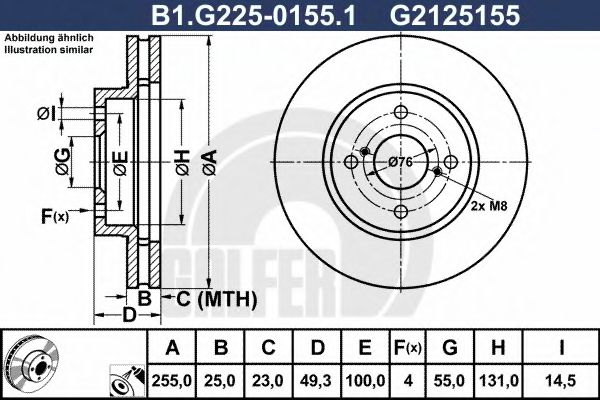 Тормозной диск galfer B1.G225-0155.1