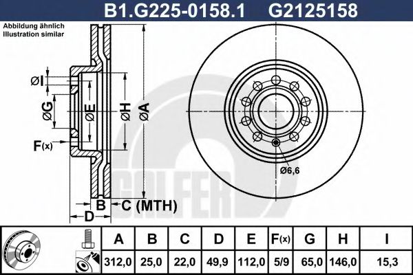Тормозной диск galfer B1.G225-0158.1