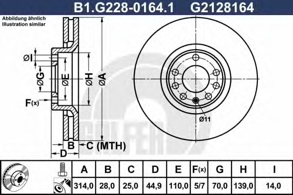 Тормозной диск galfer B1.G228-0164.1