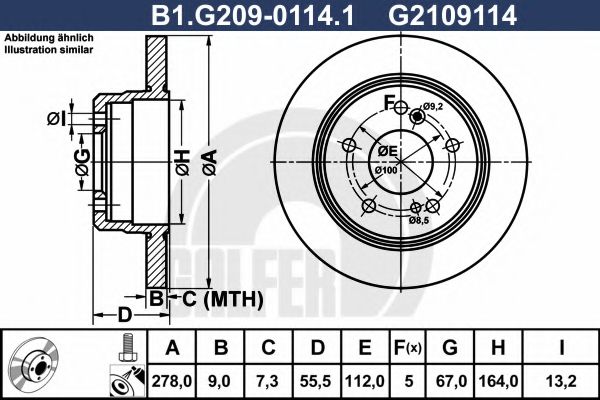 Тормозной диск galfer B1.G209-0114.1