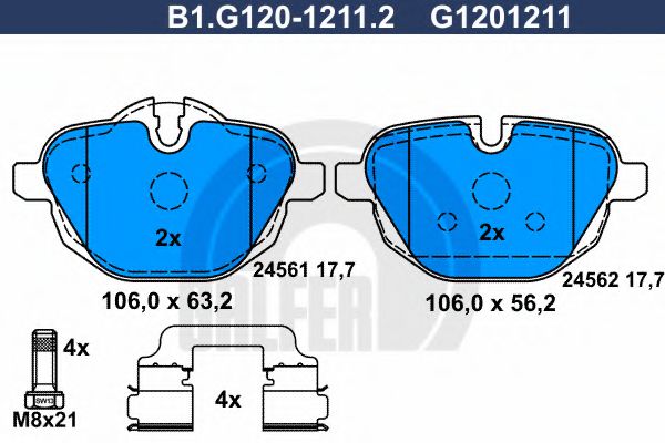 Тормозные колодки GALFER B1.G120-1211.2