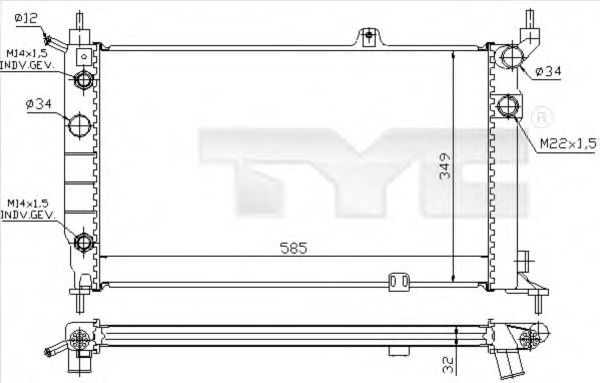 Радиатор охлаждения двигателя TYC 725-0002