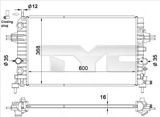 Радиатор охлаждения двигателя TYC 725-0036