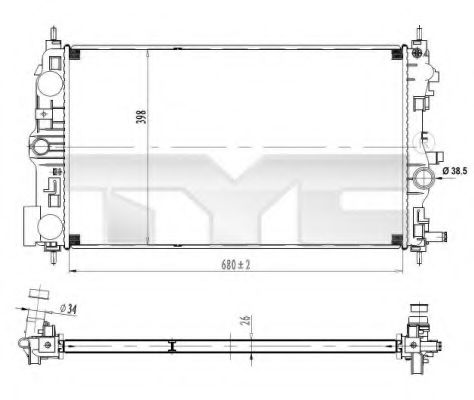 Радиатор охлаждения двигателя TYC 725-0037