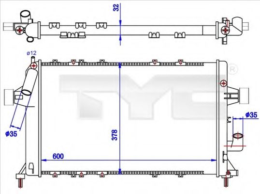 Радиатор охлаждения двигателя TYC 725-0039-R