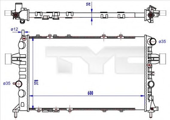 Радиатор охлаждения двигателя TYC 725-0041-R