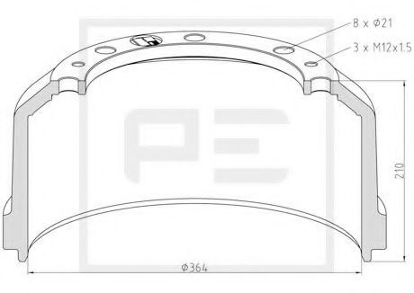 Тормозной барабан PE Automotive 016.472-00A