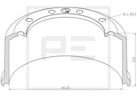 Тормозной барабан PE Automotive 046.627-10A