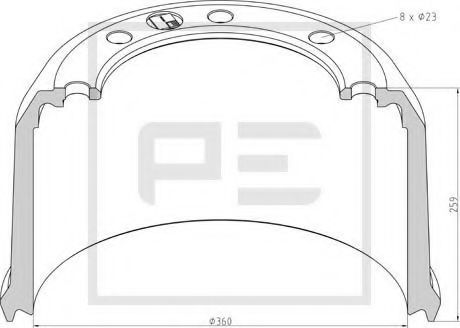 Тормозной барабан PE Automotive 046.700-00A