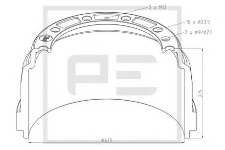Тормозной барабан PE Automotive 126.089-00A