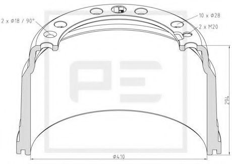 Тормозной барабан PE Automotive 146.134-00A