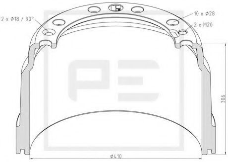 Тормозной барабан PE Automotive 146.137-00A