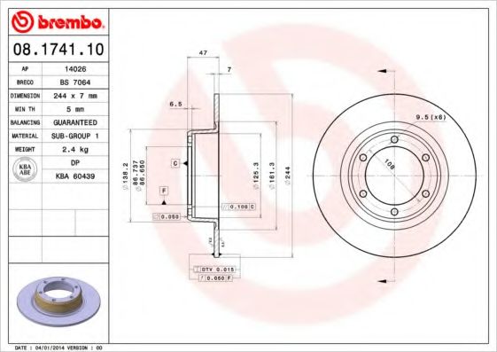 Тормозной диск BREMBO 08.1741.10