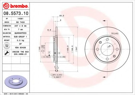 Тормозной диск BREMBO 08.5573.10