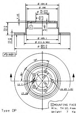 Тормозной диск BREMBO 08.7019.81