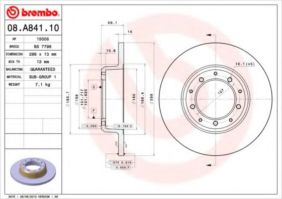 Тормозной диск BREMBO 08.A841.10