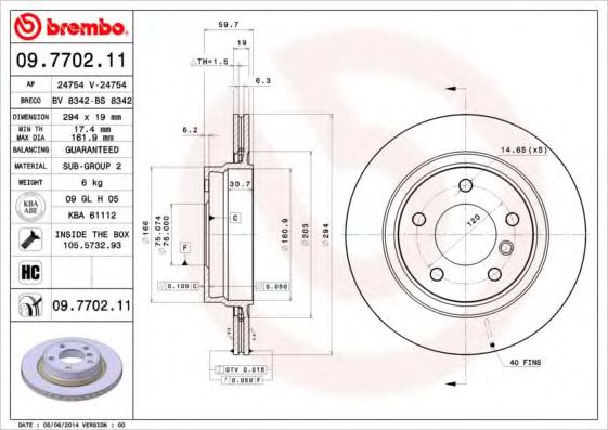 Тормозной диск BREMBO 09.7702.11