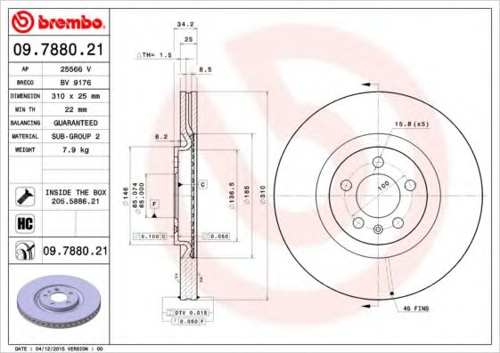 Тормозной диск BREMBO 09.7880.21