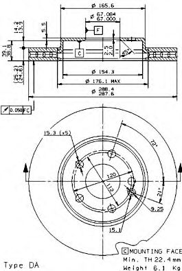 Тормозной диск BREMBO 09.8681.11