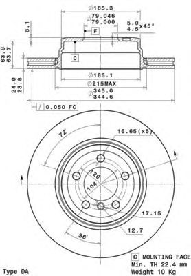 Тормозной диск BREMBO 09.A712.11