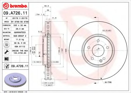 Тормозной диск BREMBO 09.A726.11