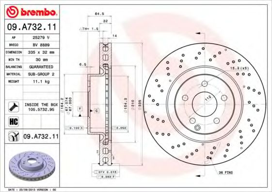 Тормозной диск BREMBO 09.A732.11