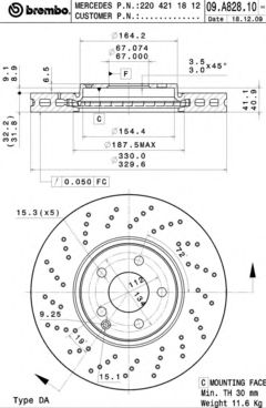 Тормозной диск BREMBO 09.A828.11