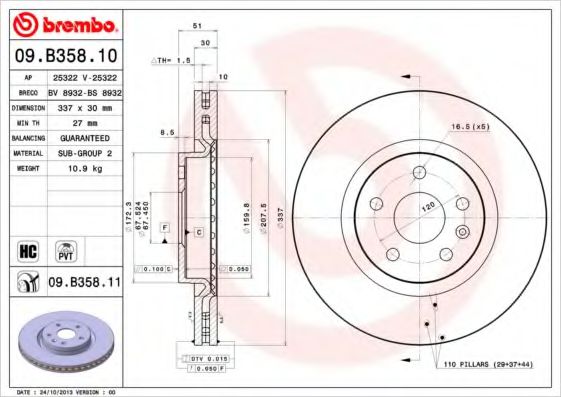 Тормозной диск BREMBO 09.B358.11