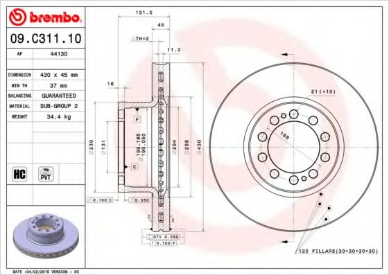 Тормозной диск BREMBO 09.C311.10