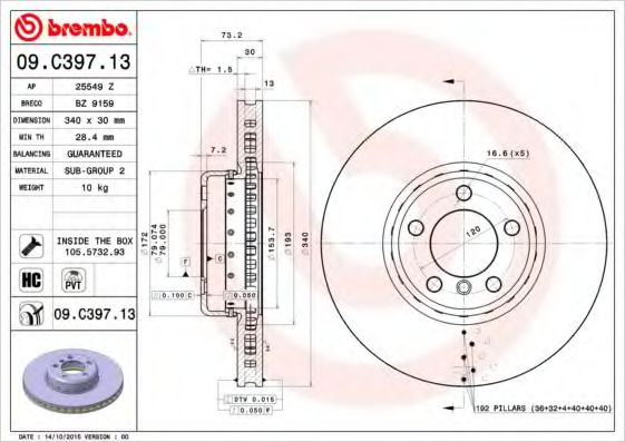 Тормозной диск BREMBO 09.C397.13