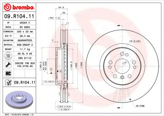 Тормозной диск BREMBO 09.R104.11