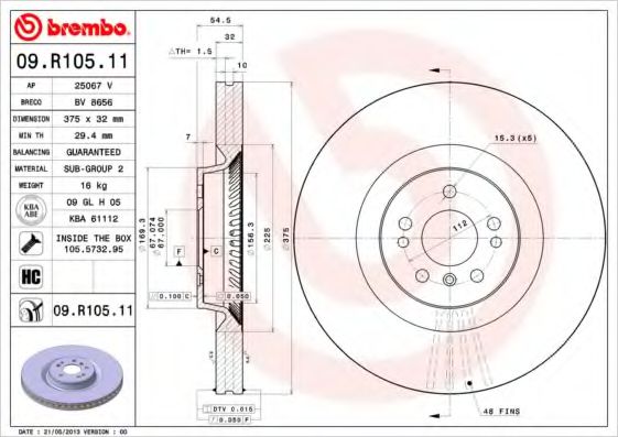 Тормозной диск BREMBO 09.R105.11