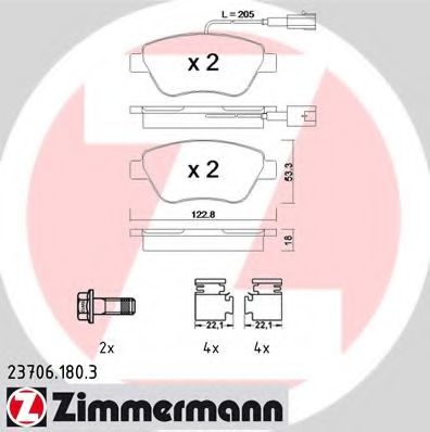 Тормозные колодки Otto Zimmermann 23706.180.3