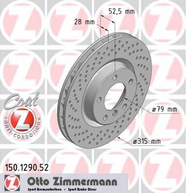 Тормозной диск Otto Zimmermann 150.1290.52