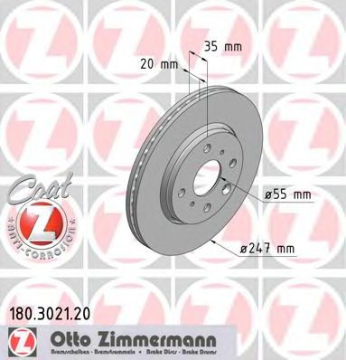 Тормозной диск Otto Zimmermann 180.3021.20