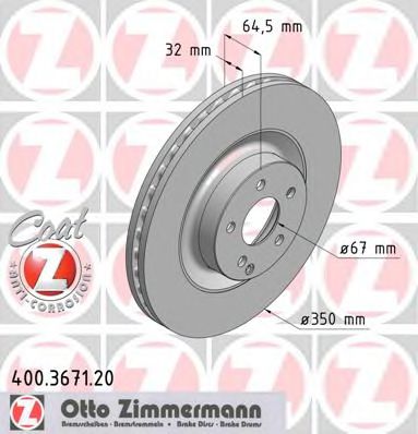 Тормозной диск Otto Zimmermann 400.3671.20